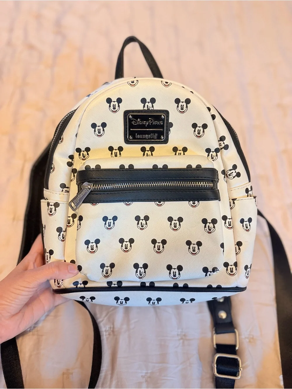 Loungefly Disney Mickey Mouse Faces Mini Backpack Disney Parks Black & White